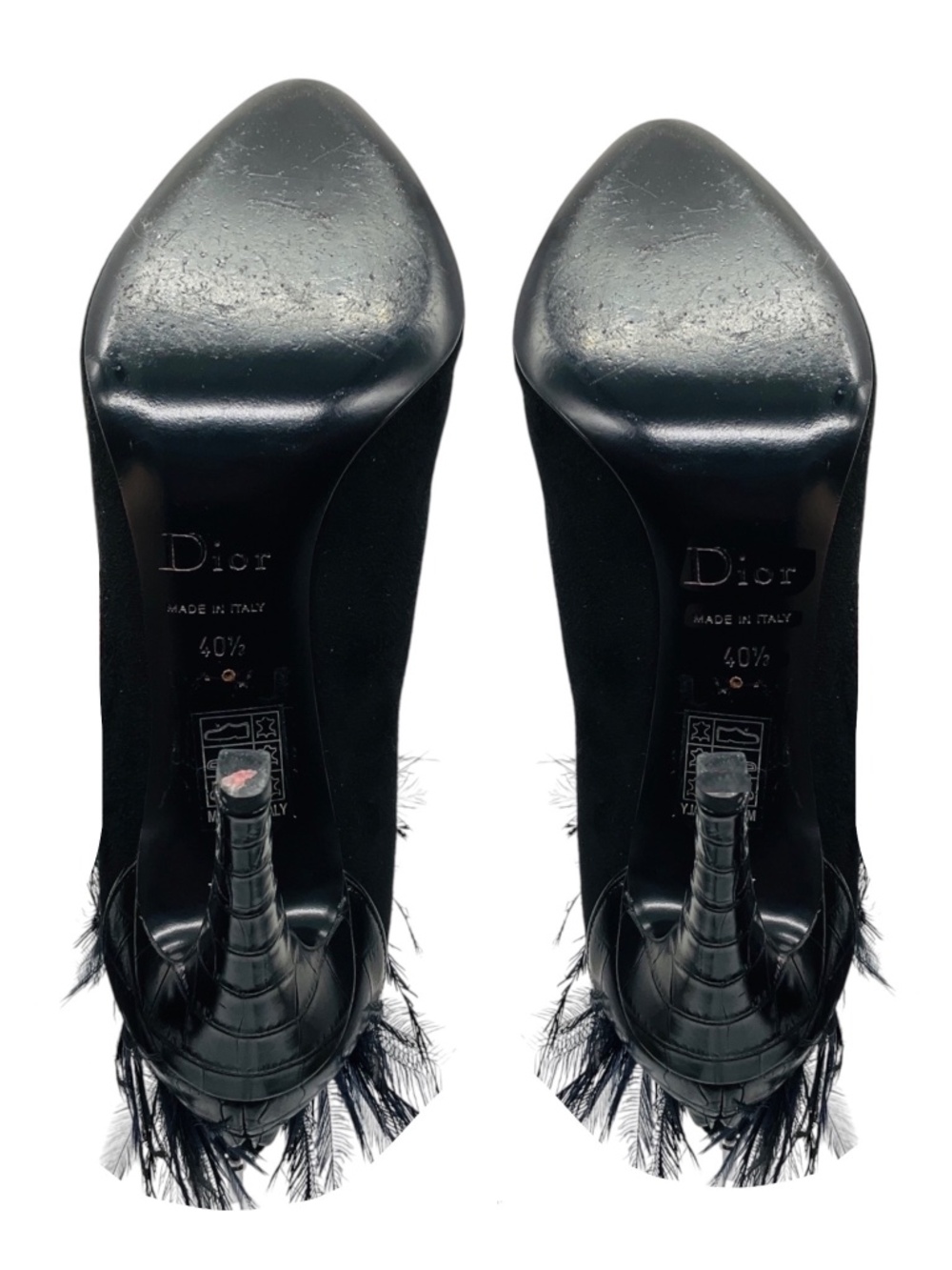 CHRISTIAN DIOR BLACK / PURPLE / BLUE FEATHER EMBELLISHED SUEDE ANKLE BOOTIES WIT - Picture 6 of 8